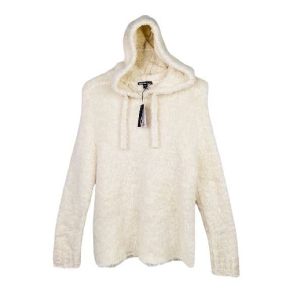 NWT James Perse Crème Fuzzy Wool Blend Sherpa Hooded Hoodie Sweater - Picture 4 of 16